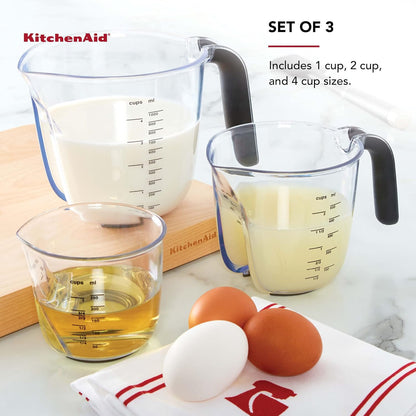 KitchenAid KQ298OSOBA Gourmet Set of 3 Measuring Jugs, Onyx