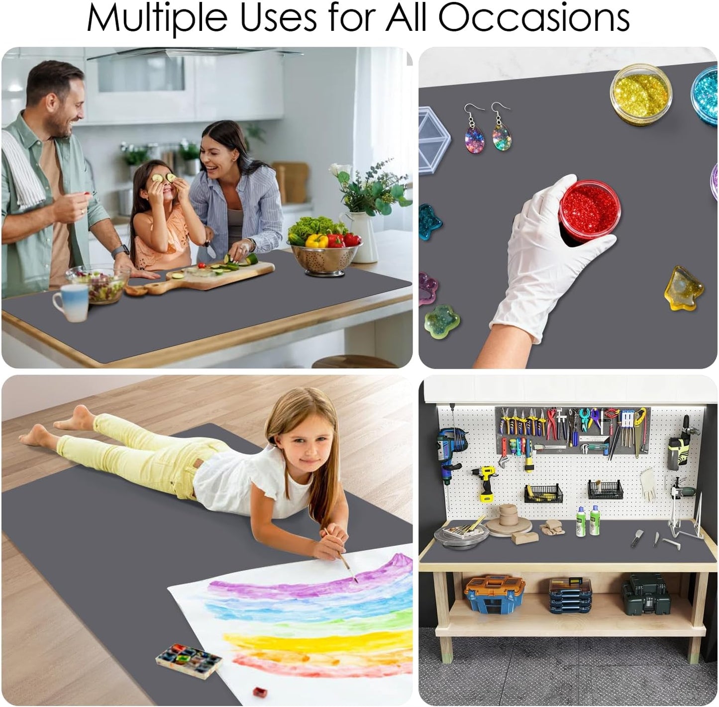 Standard Silicone Mat,Black Baking Mat-Food Grade Kids Dinner Table Placemat Non Slip Counter Mat with Raised Edges Heat Resistant Mat for Air Fryer Nonstick Pastry Dough Mat(1 Pack 23.6'' x 15.7'')