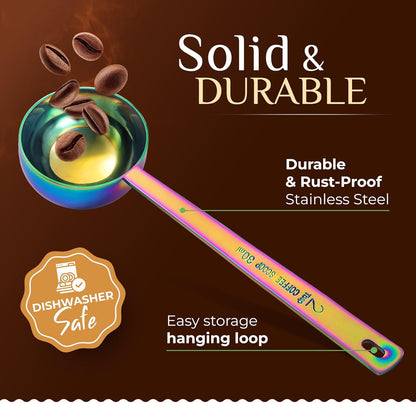 Orblue Premium Coffee Scoop Set - 1 Tbsp (15ml) & 2 Tbsp (30ml) Measuring Tablespoon - Stainless Steel Coffee Measuring Spoon and Scooper with Long Handles - Pack of 2 Black