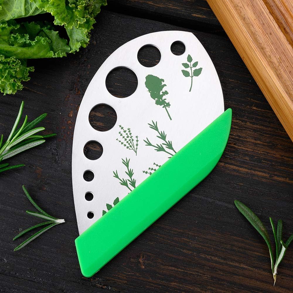 Herb Stripper Herbs Cutter Scissors Stainless Steel Leaf Remover Stripping Tool Vegetable Kitchen Gadget Tool with Protective Holder