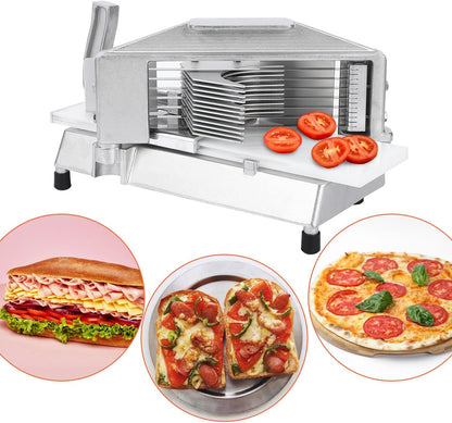 Commercial Tomato Slicer, 3/8" Heavy Duty Tomato Slicer Tomato Cutter With Built-In Cutting Board for Home or Restaurant Use