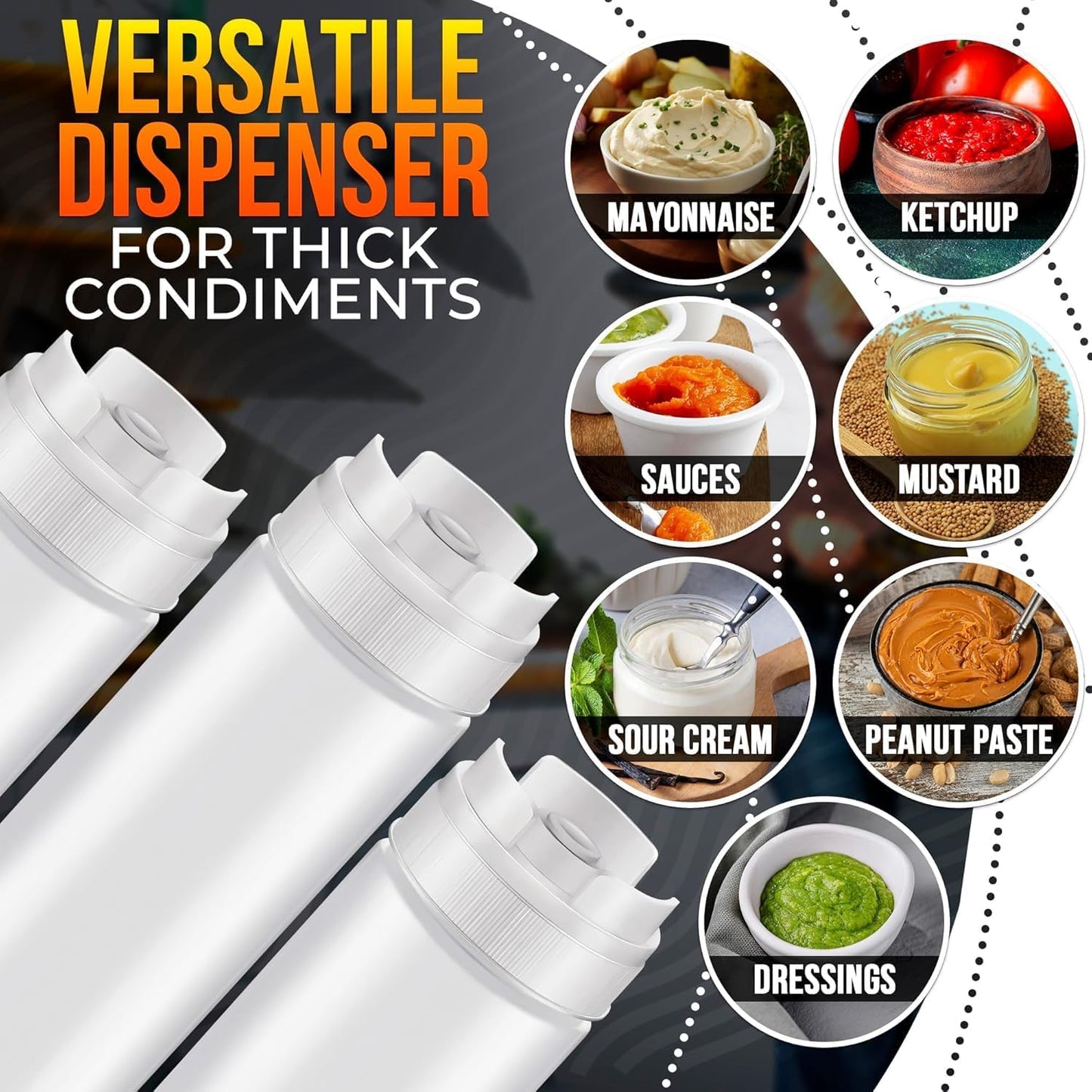 6 Pcs Condiment Squeeze Bottles 16 Oz - 9.2x2.44" Clear Bottles With Self-Closing Valve, Flexible, Easy to Clean and Fill - Dispenser for Sauces and Dressings
