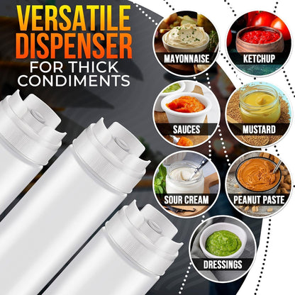 6 Pcs Condiment Squeeze Bottles 16 Oz - 9.2x2.44" Clear Bottles With Self-Closing Valve, Flexible, Easy to Clean and Fill - Dispenser for Sauces and Dressings