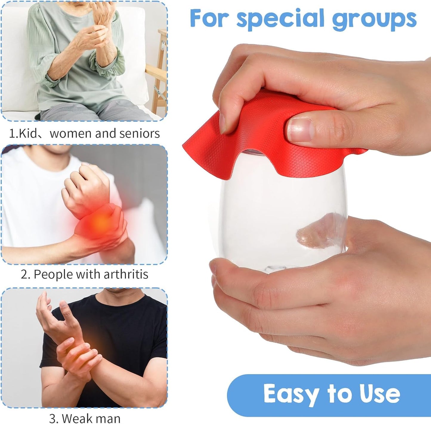 3 Pack Rubber Jar Opener, 3.7 Inch Round Silicone Jar Opener Gripper for Seniors with Arthritis Weak Hands, Non Slip Jars Lid Openers Kitchen Lid Cap Gripper Pads Multi-function Coasters