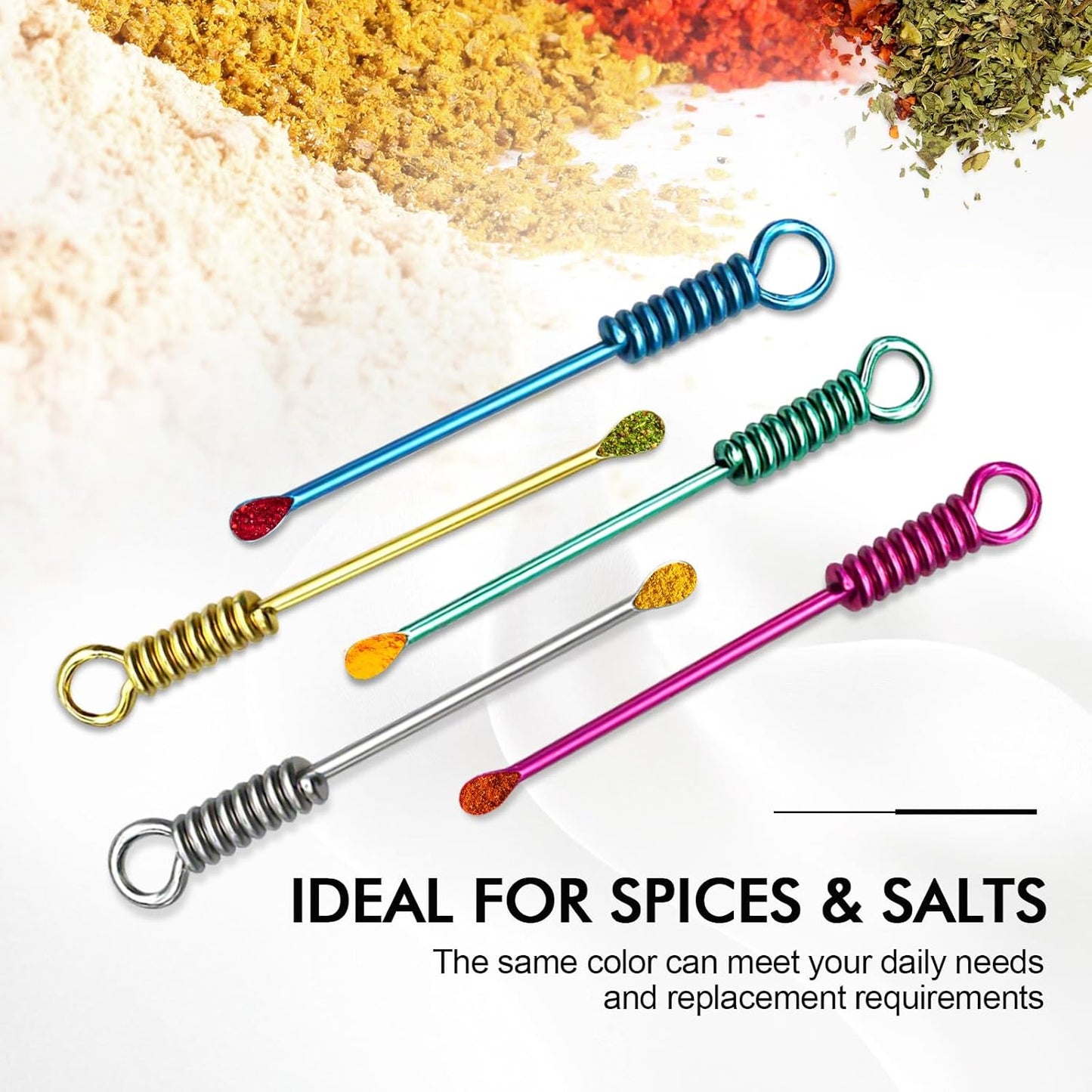 10Pcs Mini Spoons Keychain, Tiny Metal Shovel Charms for Spices & Powder, Multicolor Small Spoon Pendant for Jewelry Making, Crafts, DIY Accessories