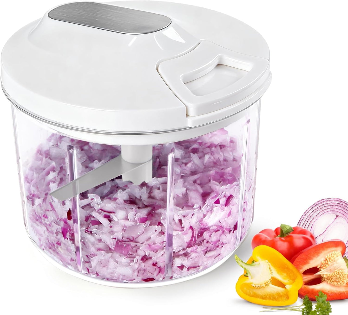 Manual Food Processor 1000ML Large Capacity Pull String Vegetable Chopper Onion Cutter for Salsa Nuts Pesto Herbs Easy to Clean Kitchen Gadget Black