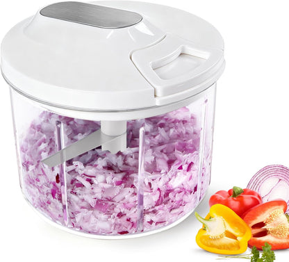 Manual Food Processor 1000ML Large Capacity Pull String Vegetable Chopper Onion Cutter for Salsa Nuts Pesto Herbs Easy to Clean Kitchen Gadget Black