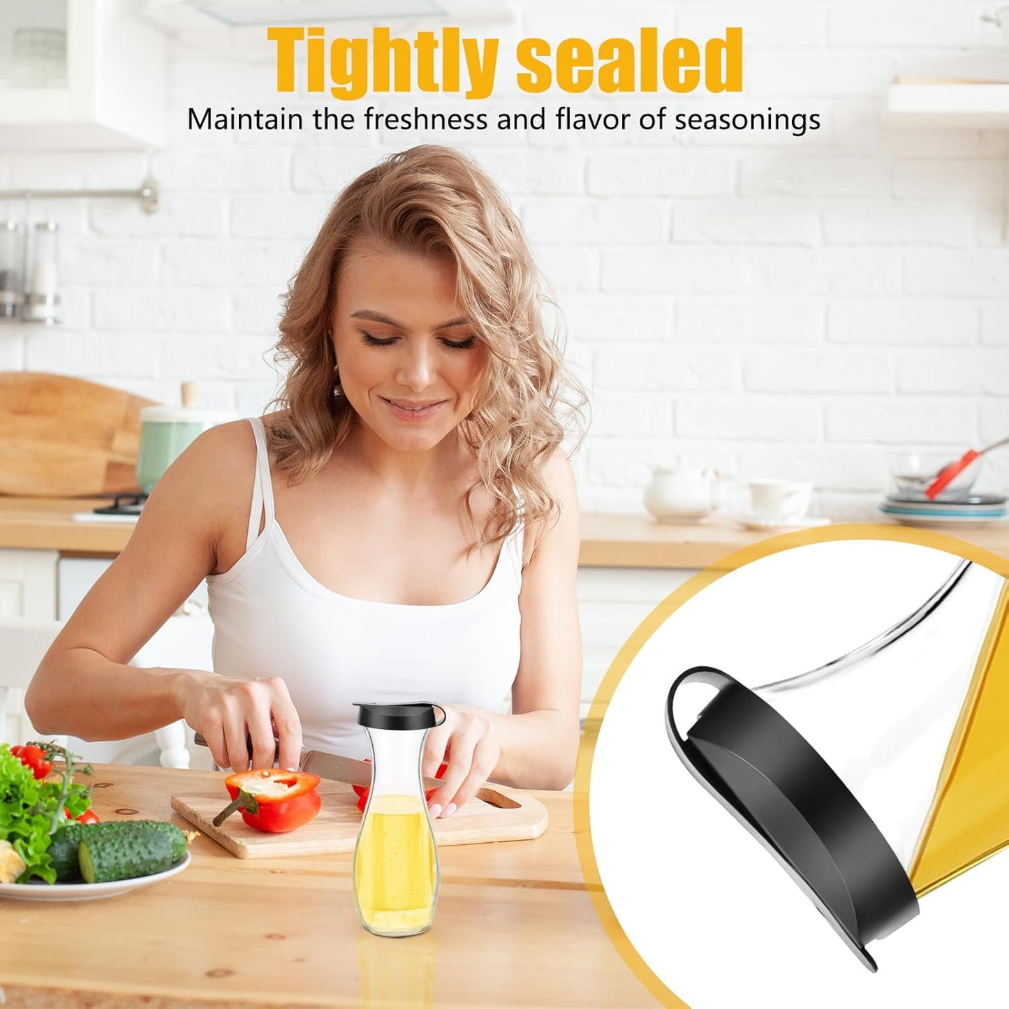 2-Pack Replacement Lids For Good Seasons Salad Dressing Cruet Glasses,Food-Grade Plastic,Tight Fit & Closeable Cap