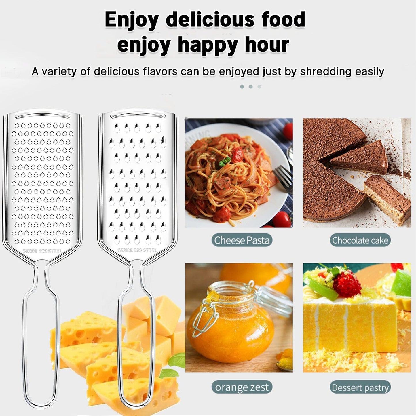 Lemon Zester Grater 2 Piece Suit,Stainless Steel Cheese Grater,Kitchen Fine Grinder for Parmesan Cheese Ginger Garlic Nutmeg Chocolate Vegetables Fruits