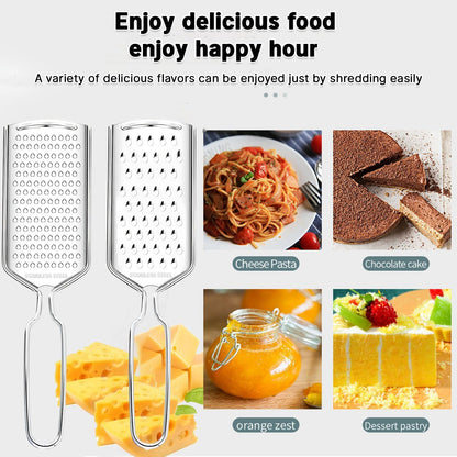 Lemon Zester Grater 2 Piece Suit,Stainless Steel Cheese Grater,Kitchen Fine Grinder for Parmesan Cheese Ginger Garlic Nutmeg Chocolate Vegetables Fruits