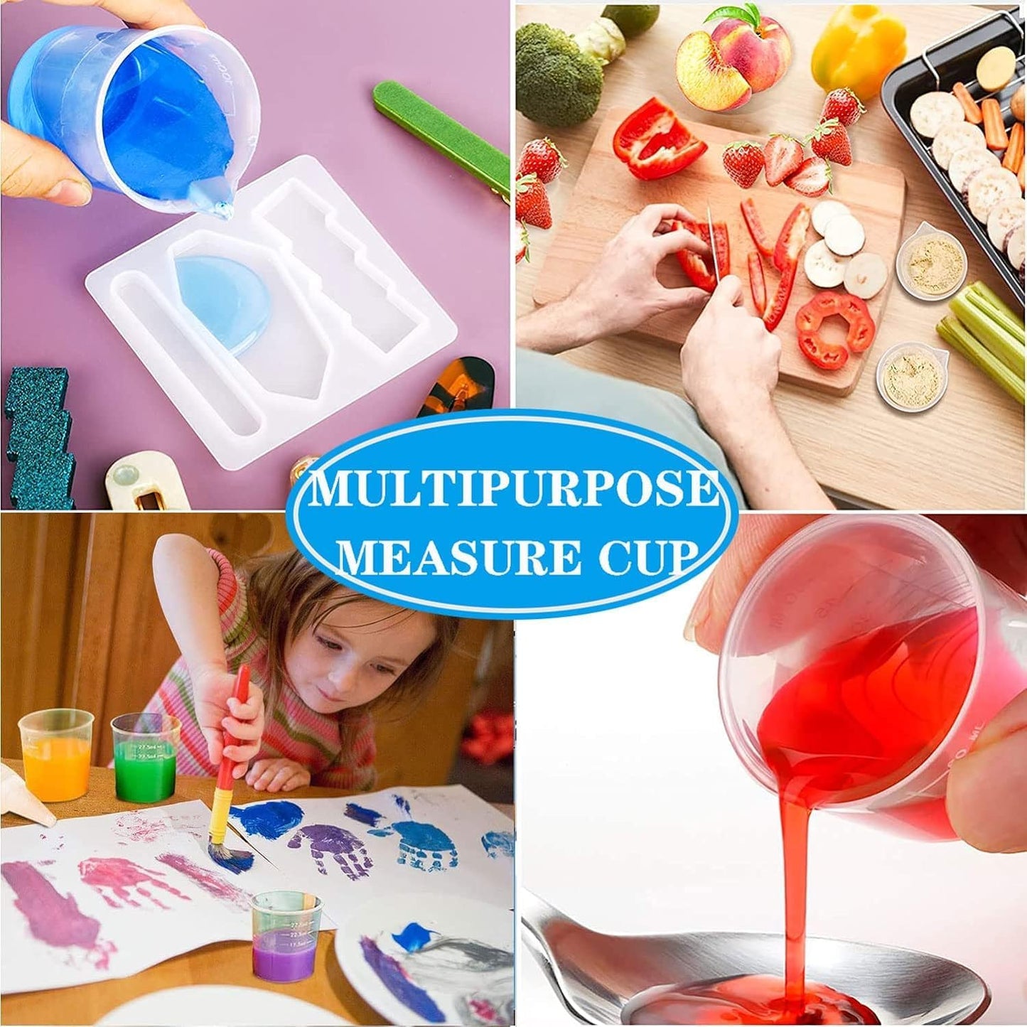 30ml Plastic Liquid Measuring Cups - Mini Clear Kitchen Medicine Cups Transparent Labs Graduated Beakers Baking Cooking Home Lab Measure Tool (10 Packs,1oz,Transparent)