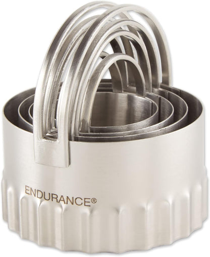 RSVP International Endurance Round Biscuit Cutters - Stainless Steel, Set of 4 | Nest for Easy Storage | For Cutting Thick or Thin Dough | Professional | High Handle Arch
