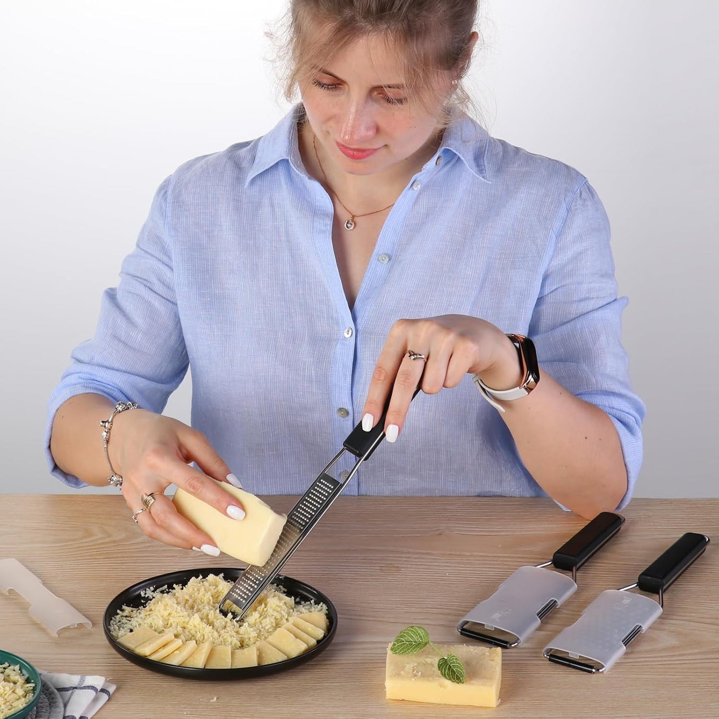 Cambom Lemon & Citrus Zester, Cheese Graters with Stainless Steel Sharp Blade for Parmesan Cheese, Ginger, Garlic, Nutmeg, Chocolate, Vegetables, Fruits, Dishwasher Safe Shredder Fine Blade