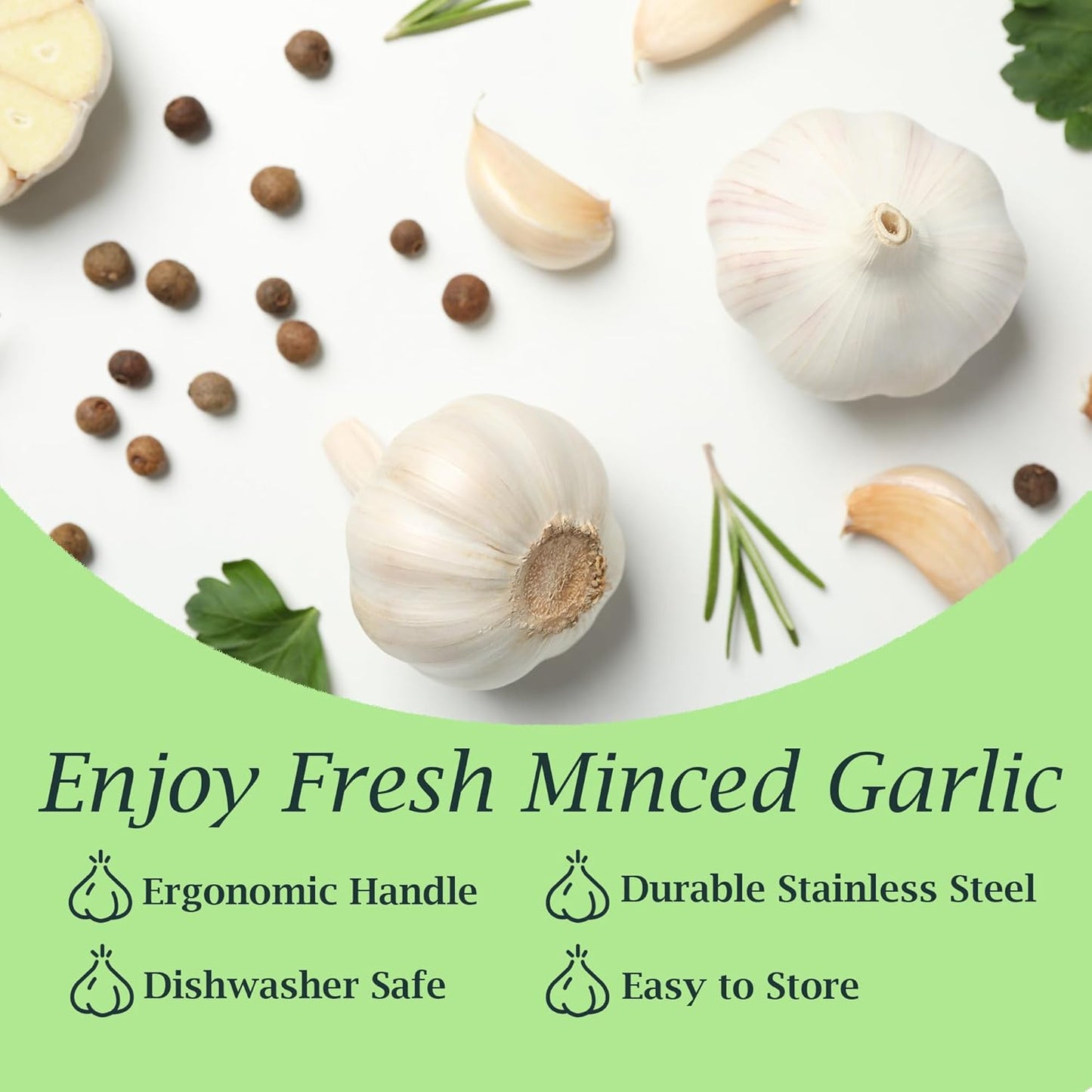 Fox Run Stainless Steel Garlic Rocker Press, Ergonomic Garlic Mincer