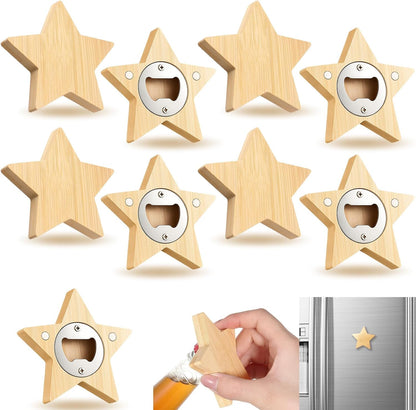 Vesici 100 Pcs Magnetic Bottle Opener 2.5in DIY Bamboo Round Shape Beer Openers Wooden Fridge Magnet Refrigerator Sticker Gift for Beer Lover Wedding Guest Kitchens Bars Parties