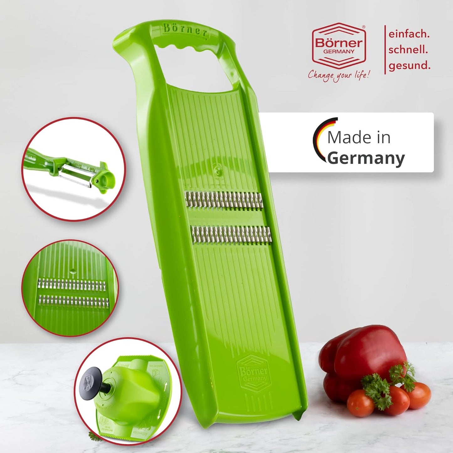 BORNER Roko PowerLine | Vegetable Grater Börner - Quality Made in Germany, Color:Orange