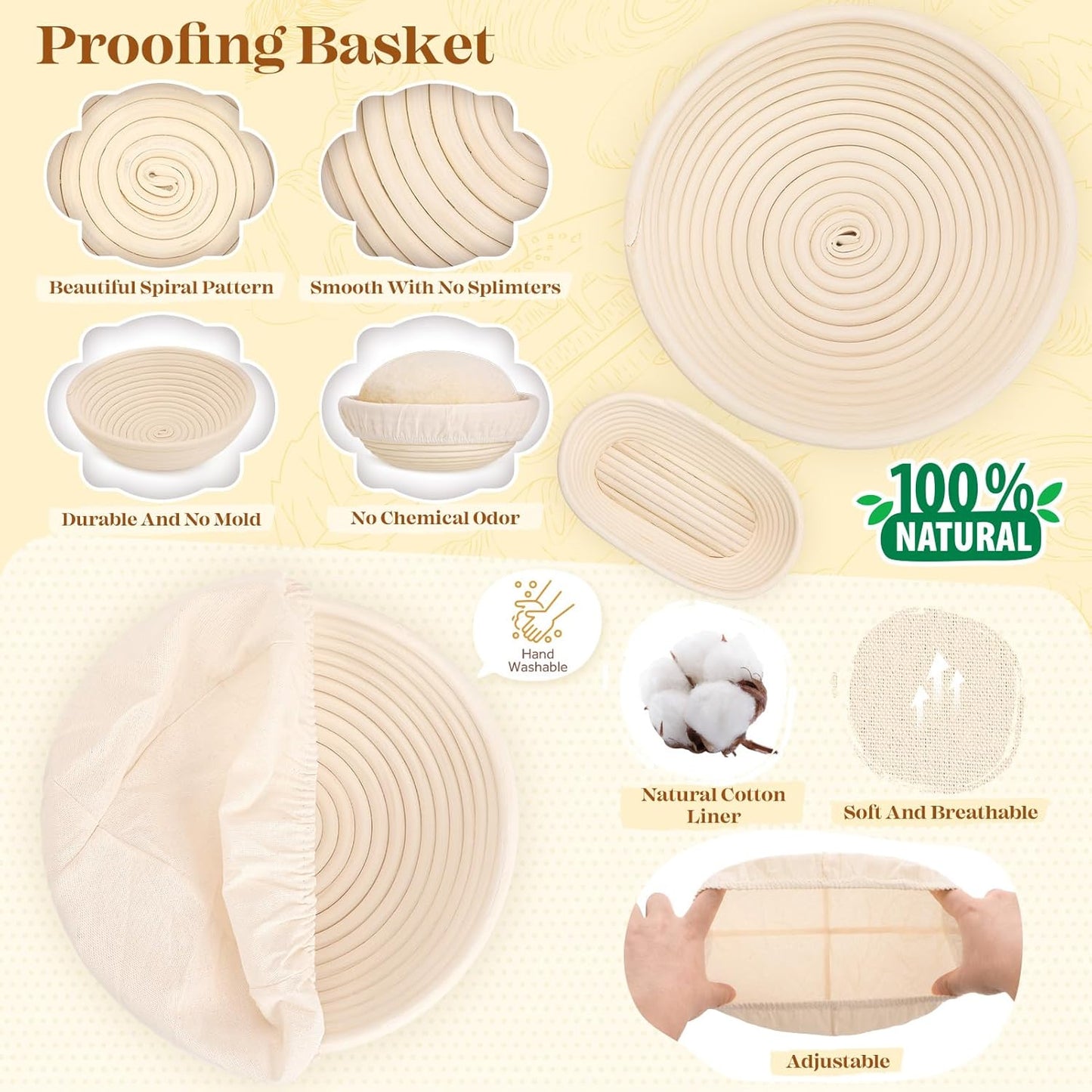 Sourdough Starter Kit, Sourdough Bread Baking Supplies, Bread Proofing Basket, Sourdough Kit for Modern Home and Kitchen, Sourdough Bread Basket, Sour Dough Kit Tools, Bread Making Tools Kit