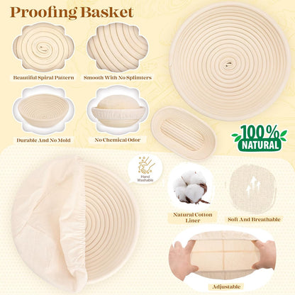 Sourdough Starter Kit, Sourdough Bread Baking Supplies, Bread Proofing Basket, Sourdough Kit for Modern Home and Kitchen, Sourdough Bread Basket, Sour Dough Kit Tools, Bread Making Tools Kit