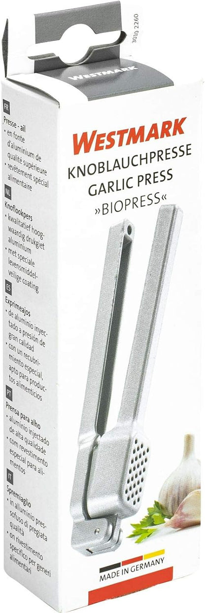 Westmark Germany Multipurpose Garlic Press with Olive Pitter, Nutcracker and Fish Scaler (Grey)
