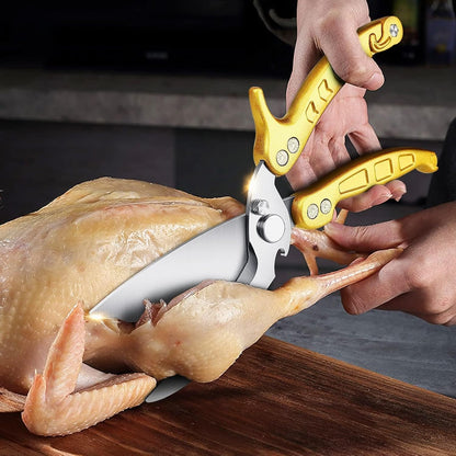 Dream Reach Poultry Shears, Heavy Duty Kitchen Shears with Serrated Edge, No Rust Spring Loaded, Multipurpose Stainless Steel Kitchen Scissors for Chicken, Bone, Meat, Turkey, Fish Thanksgiving Gifts