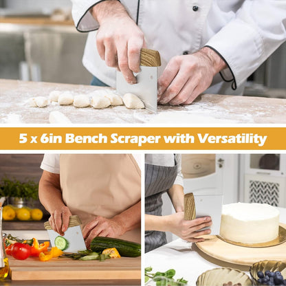HaSteeL Griddle Accessories Kit of 5, Heavy Duty Metal Spatula, Professional Stainless Steel Flat Top Griddle Tools Set, Pancake Flipper/Griddle Scraper/Hamburger Turner for BBQ Grilling Cast Iron