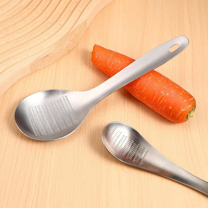 2pcs Stainless Steel Garlic Ginger Fruit Vegetable Grater Spoon Press Garlic Crusher Mincer Cutter Zester for Cheese Chocolate Baby Food Kitchen