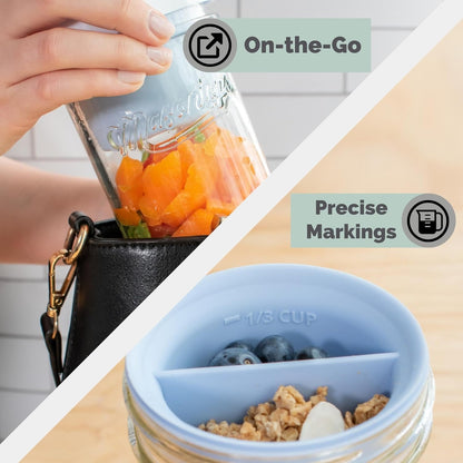 Masontops Snack Stack - Mason Jar Dividers for Wide-Mouth Jars, Overnight Oats & Salad Meal Prep Containers