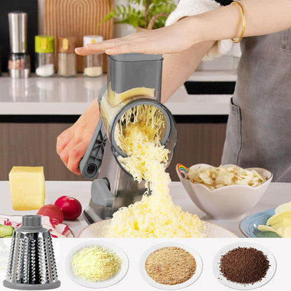 Cheese Grater with Handle,Multifunctional Rotary Cheese Grater,Kitchen Cheese Shredder Can Easily Chop Vegetables,Potatoes,Carrots,Etc.The Suction Cup is Stable and Easy to Clean (light green)