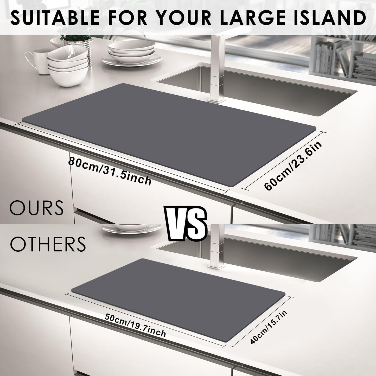 Standard Silicone Mat,Black Baking Mat-Food Grade Kids Dinner Table Placemat Non Slip Counter Mat with Raised Edges Heat Resistant Mat for Air Fryer Nonstick Pastry Dough Mat(1 Pack 23.6'' x 15.7'')