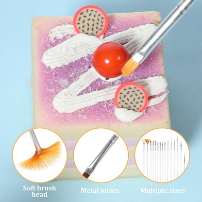 15 PCS Cake Decorating Brushes, Safe Basting Brush Cake Pastry Brushes Food Paint Brush Kit Fondant Tools Multifunctional Decorative Baking Supplies for Cakes Decorating, Pastry, Cookie (White)
