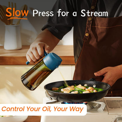 TrendPlain - Original 16oz/470ml Olive Oil Dispenser Bottle for Kitchen Gadgets and Air Fryer Accessories - Olive Oil Sprayer for Cooking w/Stickers - Black