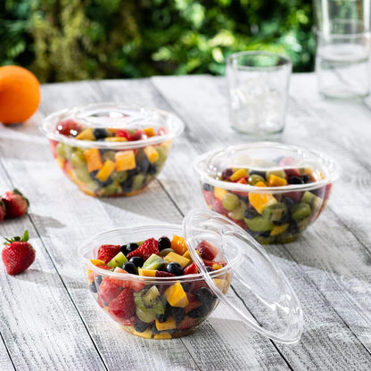 GUSTO [18 oz. - 50 Count Clear Plastic Salad Bowls with Lids, Disposable Salad Containers - Perfect for Takeout, Salads, and Meal Prep (Formerly Comfy Package)