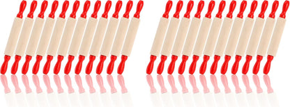 SOUJOY Set of 12 Mini Rolling Pin, 8 Inch Wood Dough Roller for Baking with Red Handle, Small Clay Rolling Pin for Craft Fondant Pastry Pizza Crafting and Imaginative Play