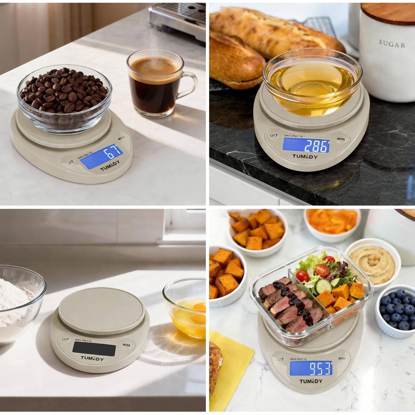 Small Digital Kitchen Scale Food - 11lb/5kg Kitchen Weight Scale with LCD Display for Weight Loss, Sourdough Bread, Baking, Cooking, Keto and Meal Prep, 1g Precision, Batteries Included, Blue