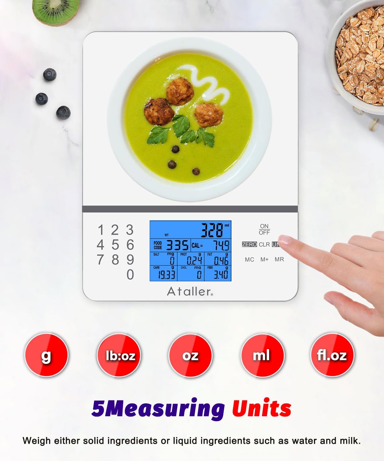Smart Food Scales with Nutritional Calculator, Smartphone App with 26 Nutrients Tracking, Calorie, Marco, Digital Kitchen Weight Grams and Ounces for Weight Loss, 11 Pounds, Stainless Steel