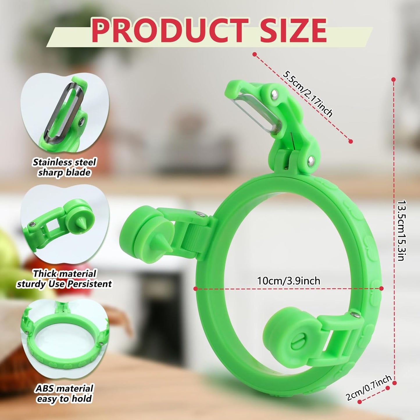Apple Peeler Corer Slicer, 3.86 Inch Orbital Pear Peeler, Manual Apple Cutter Tool In 8 Slices for Potato Peach Kiwi Fruits