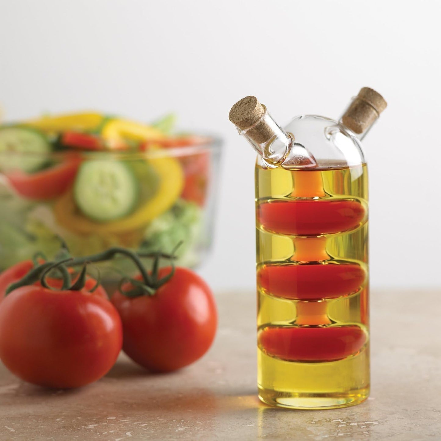 Fox Run 7050 Run Grape Motif Oil and Vinegar Cruet Dispenser Bottle, Clear Borosilicate Glass