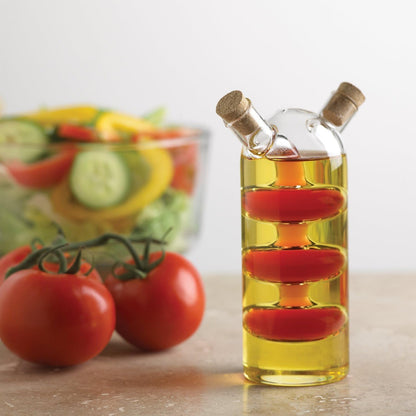 Fox Run 7050 Run Grape Motif Oil and Vinegar Cruet Dispenser Bottle, Clear Borosilicate Glass