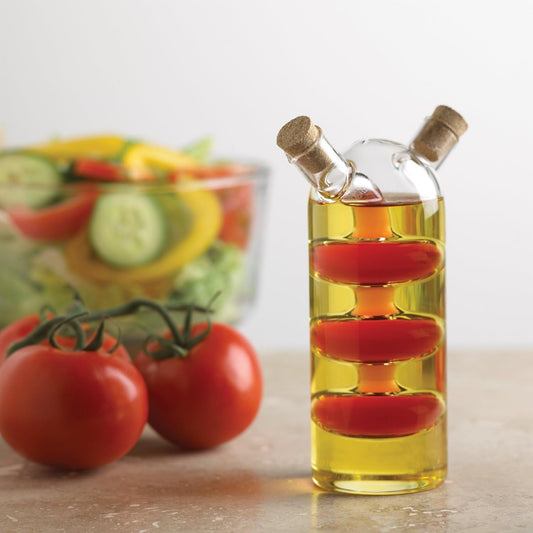 Fox Run 7050 Run Grape Motif Oil and Vinegar Cruet Dispenser Bottle, Clear Borosilicate Glass