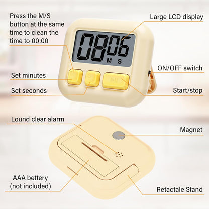 Weewooday 24 Pcs Digital Kitchen Timer Magnetic Timer Bulk On/Off Switch Minute Second Count up Countdown Loud Alarm for Exercise Cook Baking (Black,White)