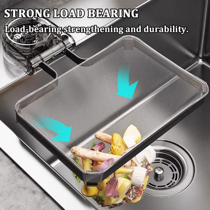 Kitchen Sink Strainer with 100 PCS Filter Mesh Bag, Food Waste Filter Basket, Suction Cup Folding Washing Vegetables and Fruits Drying Bag Holder(Silver)