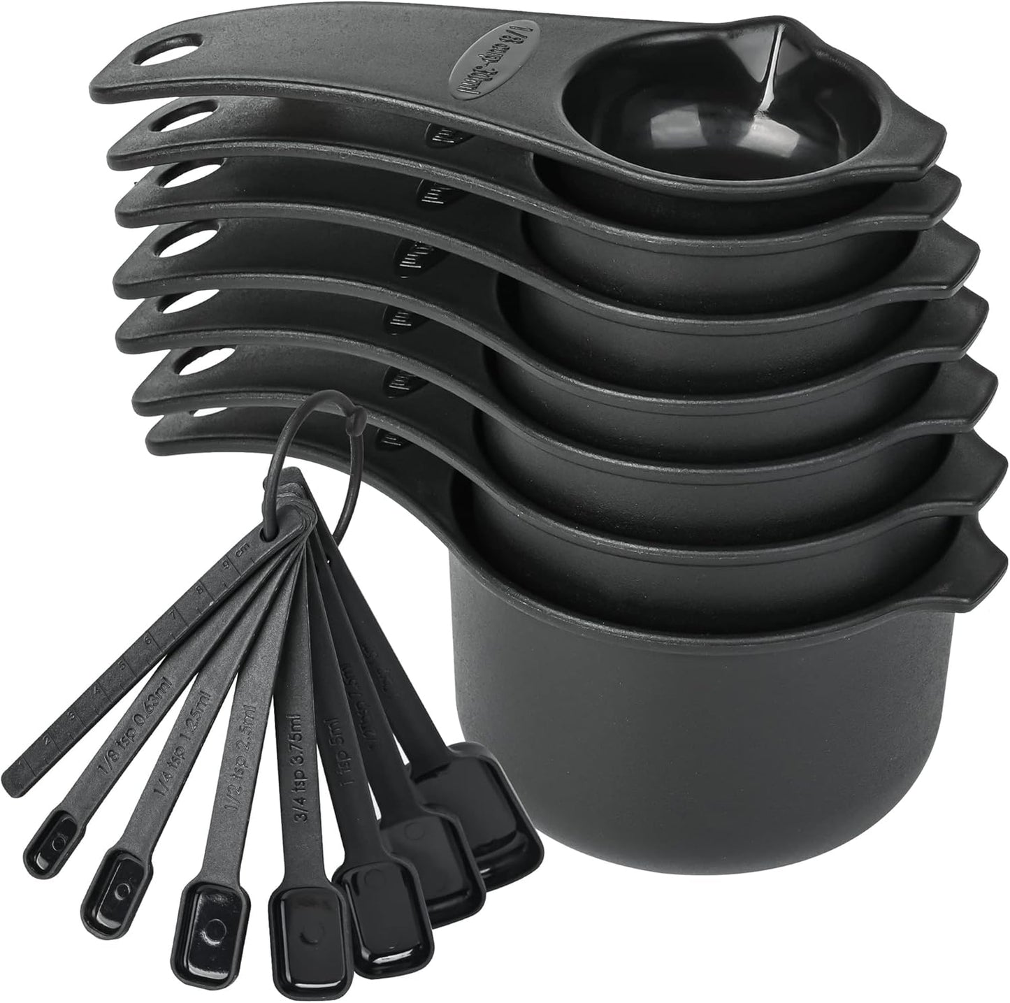 Plastic Measuring Cups and Spoons Set 15, Purple Dry & Liquid 7 Measuring Cups & 7 Measuring Spoons with Leveler, Metric & US Kitchen Measure Cups Spoons for Cooking & Baking