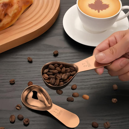 2Pcs Stainless Steel Coffee Scoop,1TBSP&2TBSP(15ML&30ML) Tablespoon Measuring spoon,Black