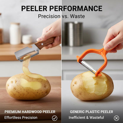 Sakerplus Multifunctional Vegetable Peeler,Multi Functional Premium Vegetable Peeler with Wooden Handle and Bottle Opener,Stainless Steel Blade Kitchen Tool (1)