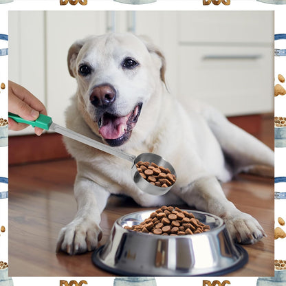 2 Pcs Dog Food Scoop Long Handled Scoops 3/4 Cup Stainless Steel Measuring Cups Portion Control Serving Spoons for Dogs Cats Birds and Rabbits Pet Food Feeding Scoop (3/4 Cup)