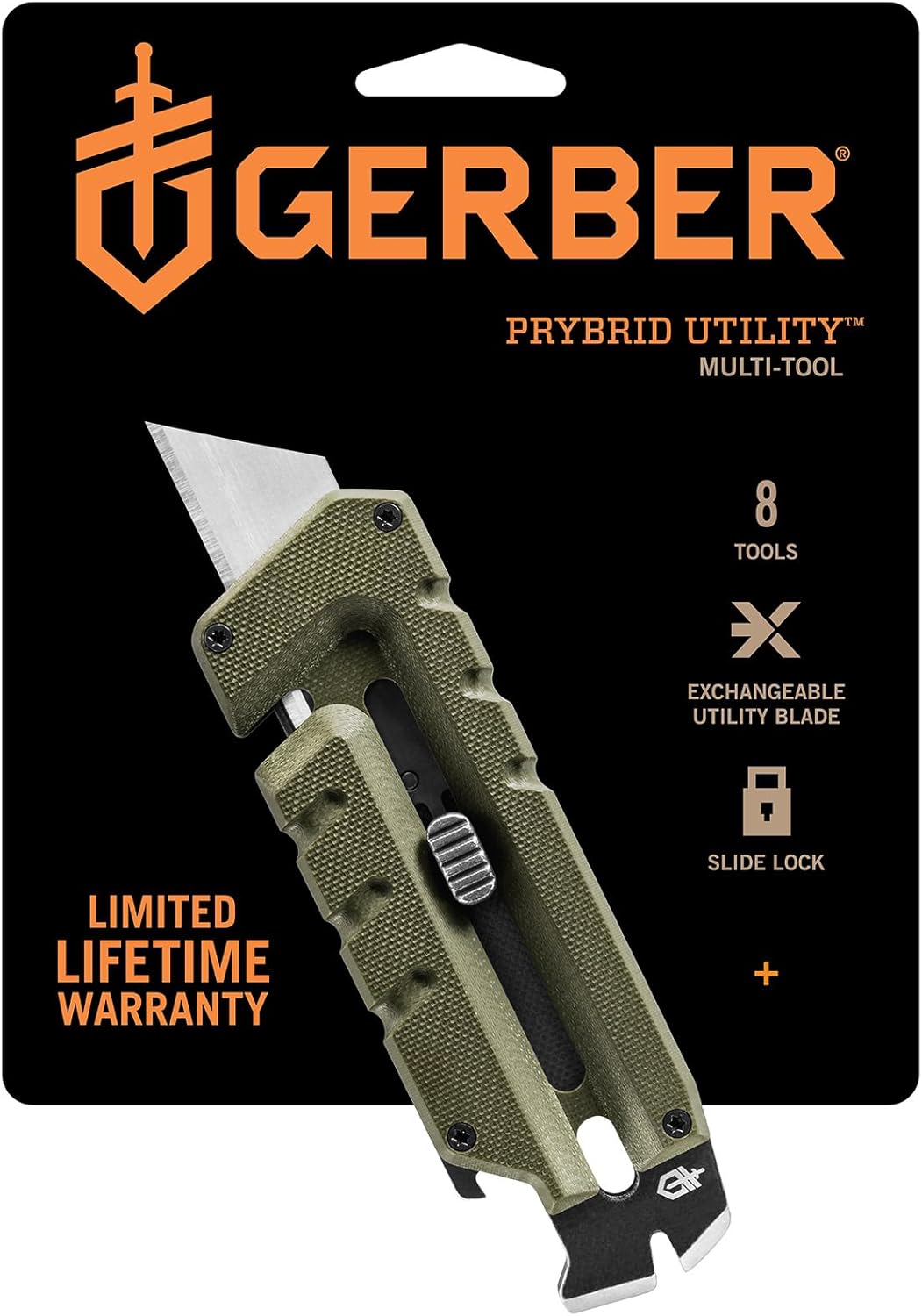 Gerber Gear Prybrid Utility Knife with Pocket Clip, Box Cutter Retractable Blade, Heavy Duty Utility Razor with Pry Bar, Bottle Opener, and Wire Stripper, Multi tool Pocket Knife, Blue with Clip
