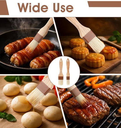 4Pcs Pastry Brush, Natural Bristle Pastry Brushes for Cooking Baking Grilling Basting Brush with Beech Wooden Handle for Butter Oil Marinade, Grilling & Baking Kitchen Food Brushes (1 Inch & 1.5 Inch)