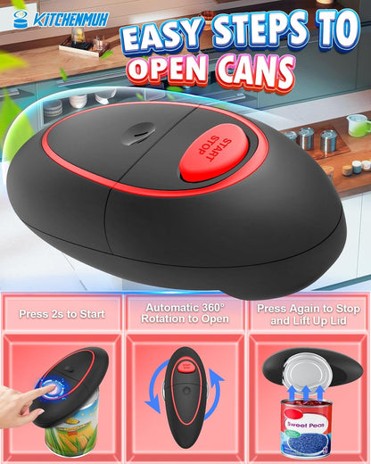 One Touch Electric Can Opener Fits All Can Sizes for Seniors with Arthritis, Battery Operated Can Opener with Smooth Edge, Food Safe Kitchen Gadgets Automatic Can Opener for Kitchen