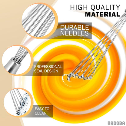 2Pcs Ball Whisk Set — Stainless Steel Whisk Set with Comfortable Ergonomic Handle | Excellent for Eggs, 10 Ball Head, Easy to Clean — Compact 12” & 10” for Versatile Stirring