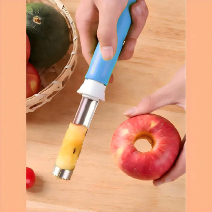2-in-1 Retractable Fruit Corer and Peeler, Stainless Steel Vegetable Peeler and Core Remover Tool for Apples, Pears, Potato, Ergonomic Kitchen Gadget for Food Prep, Red, 8.86 x 1.3 in